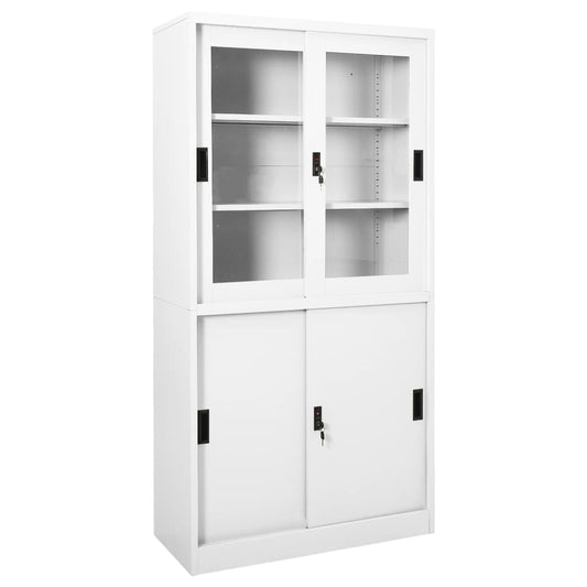 Office Cabinet with Sliding Door White 90x40x180 cm Steel - Storage Cabinets & Lockers