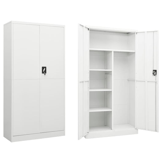 Locker Cabinet White 90x40x180 cm Steel - Filing Cabinets