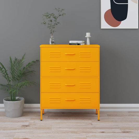 Chest of Drawers Mustard Yellow 80x35x101.5 cm Steel - Chest of drawers