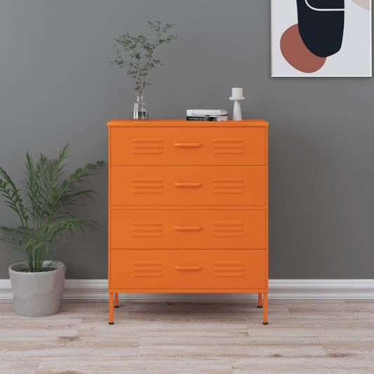 Chest of Drawers Orange 80x35x101.5 cm Steel - Chest of drawers