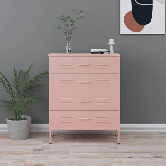 Chest of Drawers Pink 80x35x101.5 cm Steel - Chest of drawers