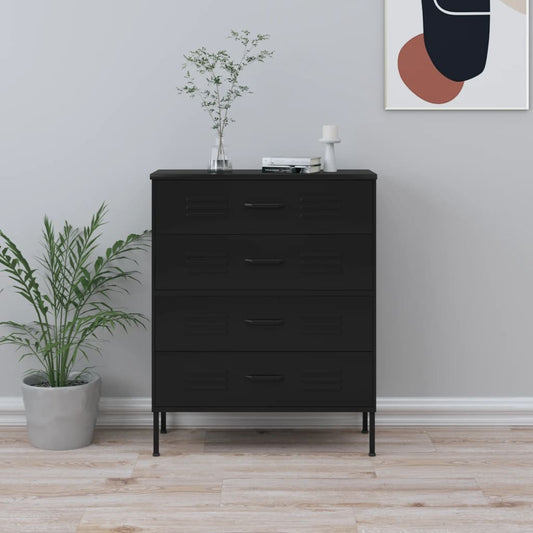 Chest of Drawers Black 80x35x101.5 cm Steel - Chest of drawers