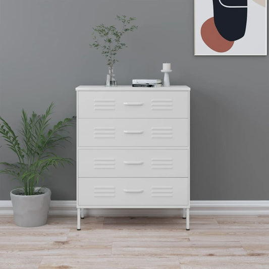Chest of Drawers White 80x35x101.5 cm Steel - Chest of drawers
