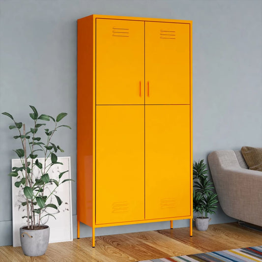 Wardrobe Mustard Yellow 90x50x180 cm Steel - Cupboards & Wardrobes