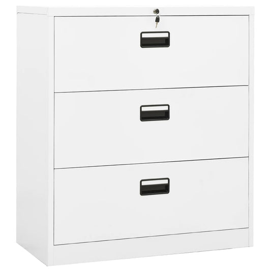 Filing Cabinet White 90x46x103 cm Steel - Filing Cabinets
