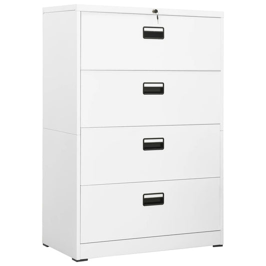 Filing Cabinet White 90x46x134 cm Steel - Filing Cabinets