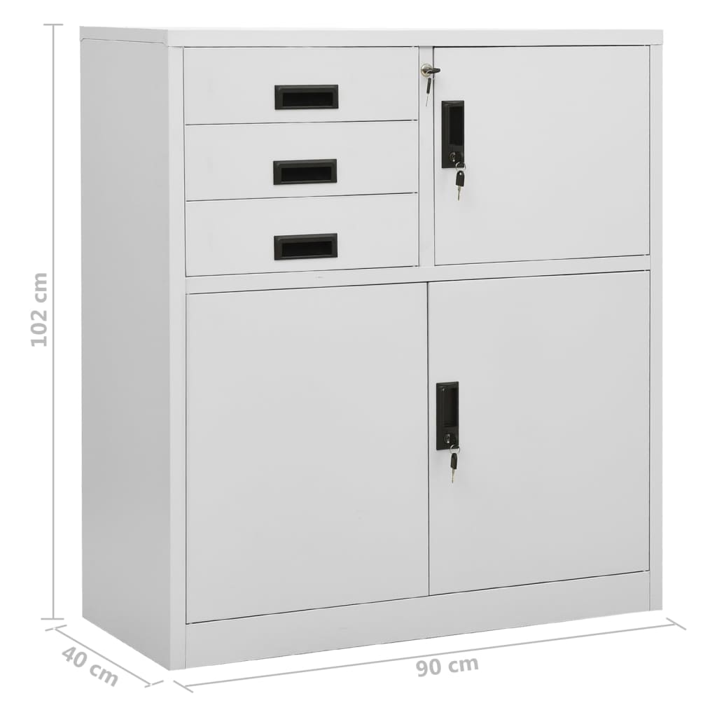 Office Cabinet Light Grey 90x40x102 cm Steel - Storage Cabinets & Lockers