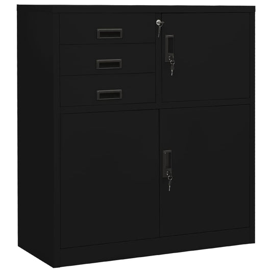 Office Cabinet Black 90x40x102 cm Steel - Storage Cabinets & Lockers
