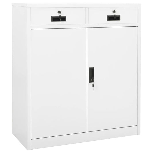 Office Cabinet White 90x40x102 cm Steel - Storage Cabinets & Lockers