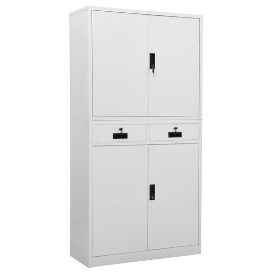 Office Cabinet Light Grey 90x40x180 cm Steel - Storage Cabinets & Lockers