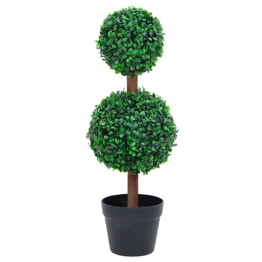 Artificial Boxwood Plant with Pot Ball Shaped Green 60 cm - Artificial Flora