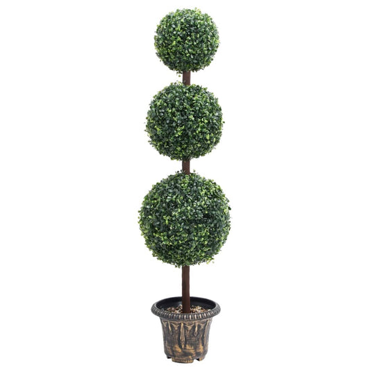 Artificial Boxwood Plant with Pot Ball Shaped Green 118 cm - Artificial Flora