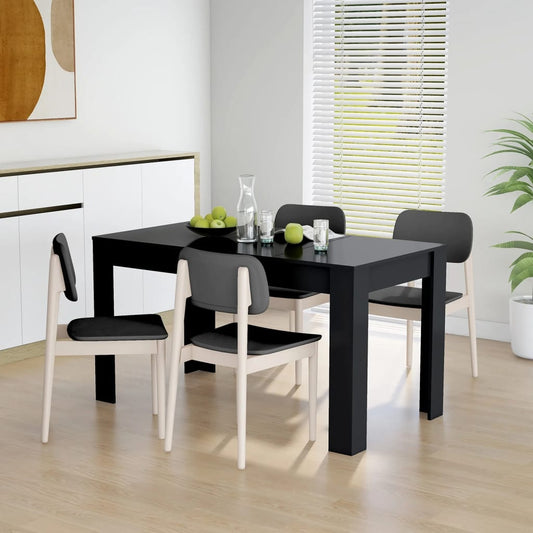 Dining Table Black 140x74.5x76 cm Engineered Wood - Kitchen & Dining Room Tables