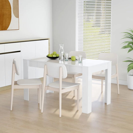 Dining Table High Gloss White 140x74.5x76 cm Engineered Wood - Kitchen & Dining Room Tables