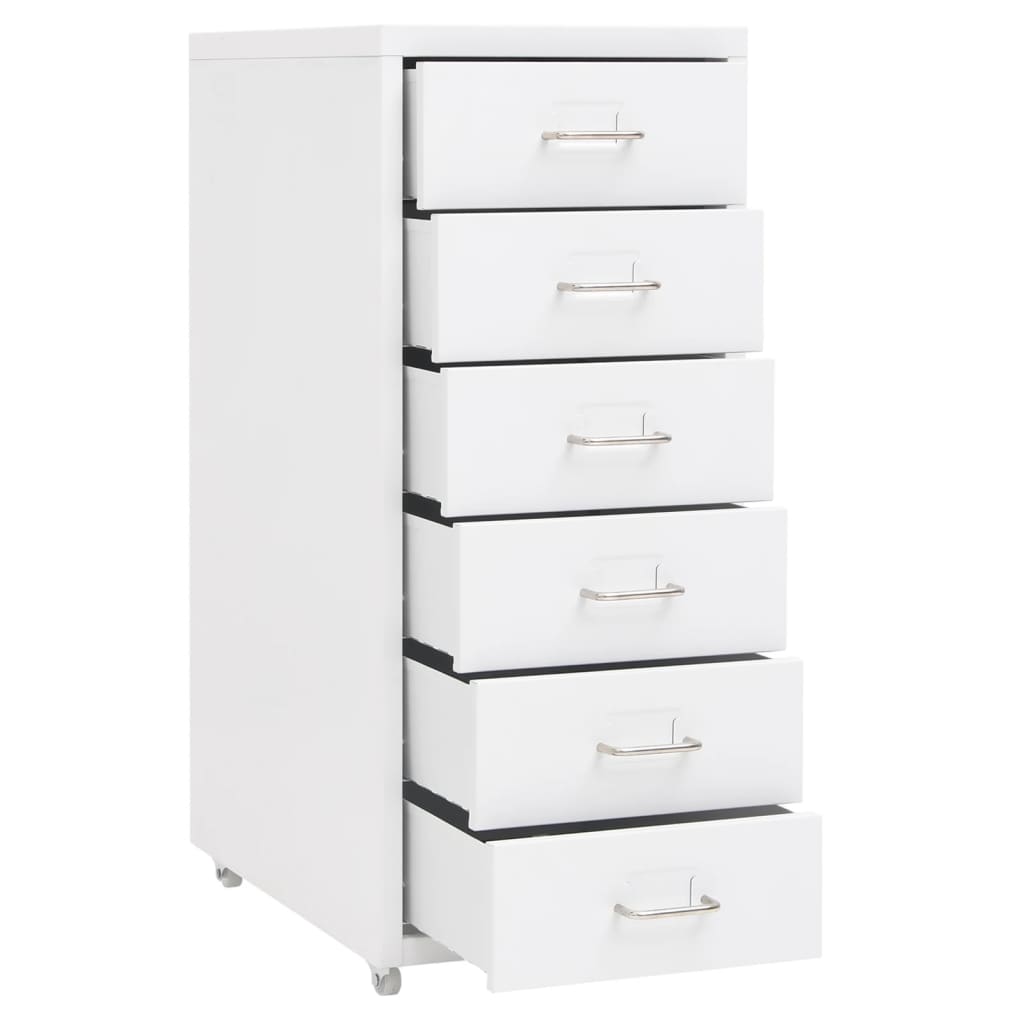 Mobile File Cabinet White 28x41x69 cm Metal - Filing Cabinets