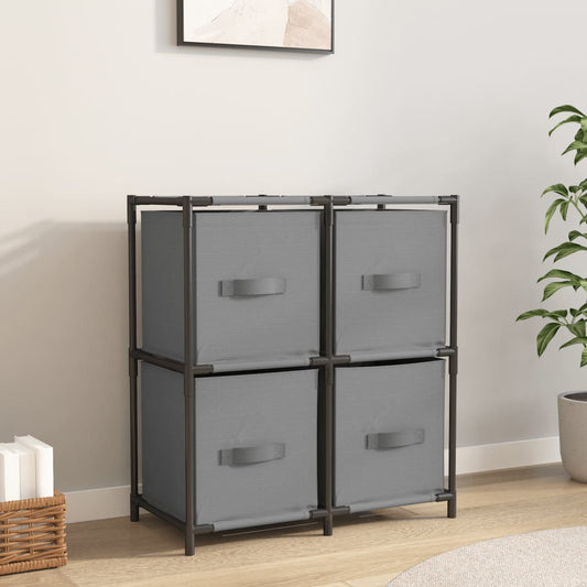 Storage Cabinet with 4 Fabric Baskets Grey 63x30x71 cm Steel - Buffets & Sideboards