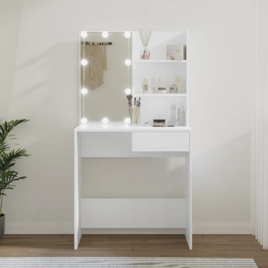 Dressing Table with LED White 74.5x40x141 cm - Bedroom Dressing Tables