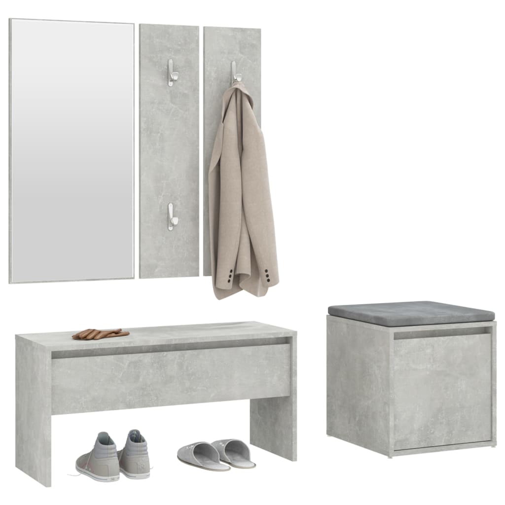 Hallway Furniture Set Concrete Grey Engineered Wood - Cupboards & Wardrobes