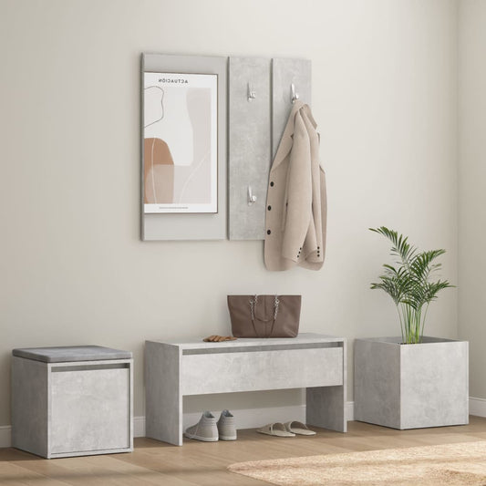Hallway Furniture Set Concrete Grey Engineered Wood - Cupboards & Wardrobes