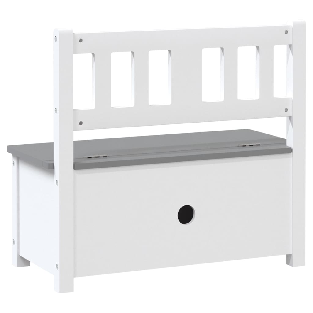Children Storage Bench White and Grey 60x30x55 cm MDF - Baby & Toddler Furniture Sets