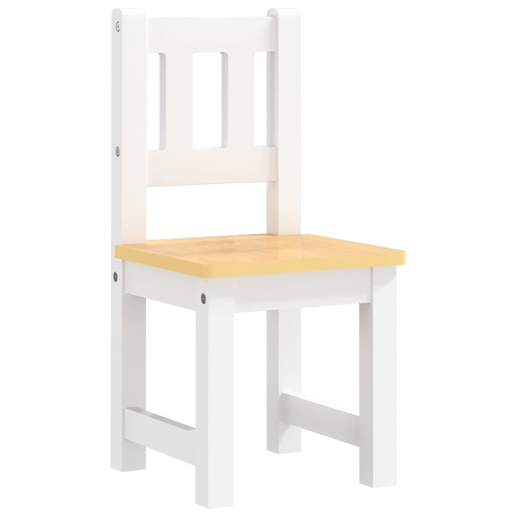 3 Piece Children Table and Chair Set White and Beige MDF - Baby & Toddler Furniture Sets