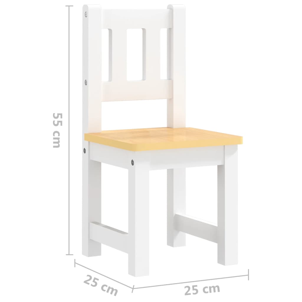 3 Piece Children Table and Chair Set White and Beige MDF - Baby & Toddler Furniture Sets