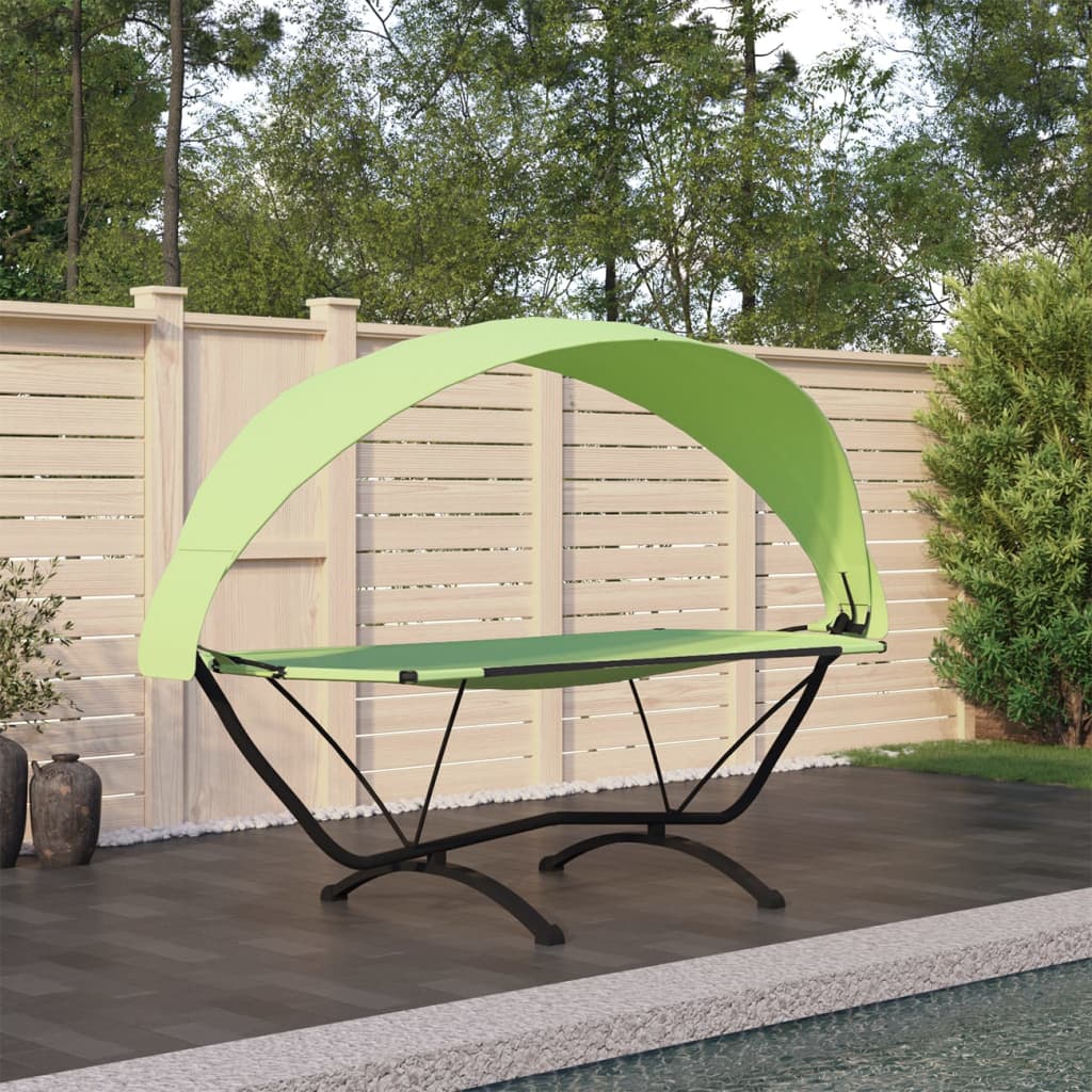 Outdoor Lounge Bed with Canopy Green Steel and Oxford Fabric - Outdoor Beds