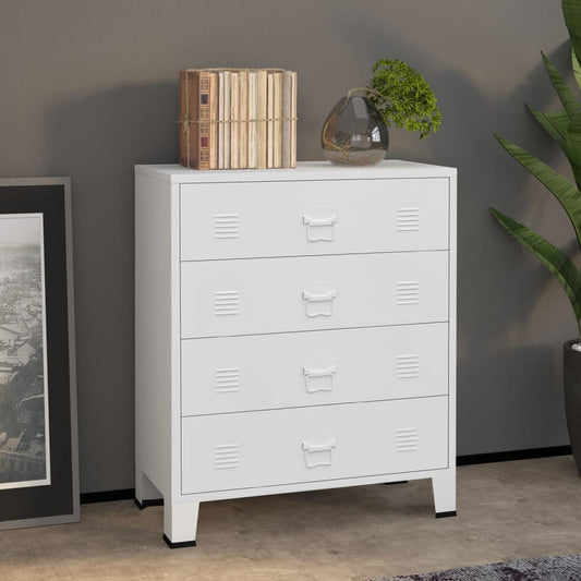 Industrial Drawer Cabinet White 78x40x93 cm Metal - Chest of drawers