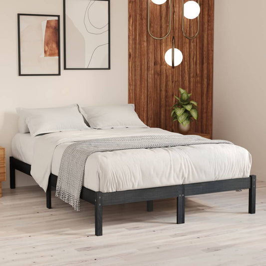 Bed Frame Grey Solid Wood Pine 120x200 cm - Beds & Bed Frames