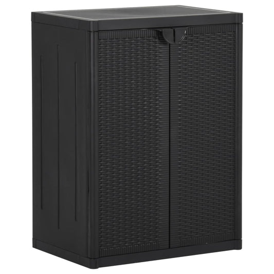 Garden Storage Cabinet Black 65x45x88 cm PP Rattan - Storage Cabinets & Lockers