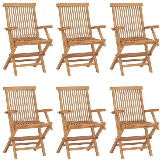 Folding Garden Chairs 6 pcs Solid Teak Wood - Outdoor Chairs