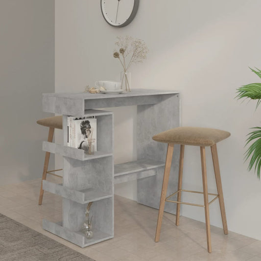 Bar Table with Storage Rack Concrete Grey 100x50x101.5cm Engineered Wood - Kitchen & Dining Room Tables