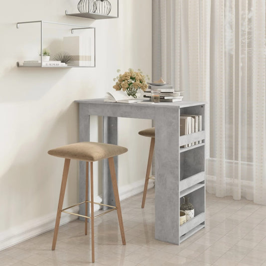 Bar Table with Storage Rack Concrete Grey 102x50x103.5 cm - Kitchen & Dining Room Tables