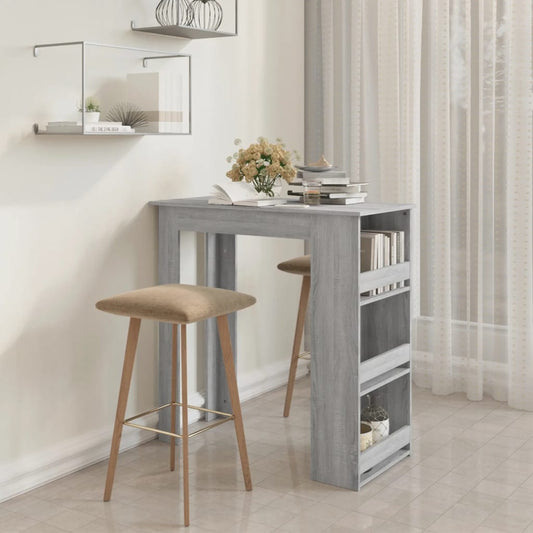 Bar Table with Storage Rack Grey Sonoma 102x50x103.5cm Engineered Wood - Kitchen & Dining Room Tables