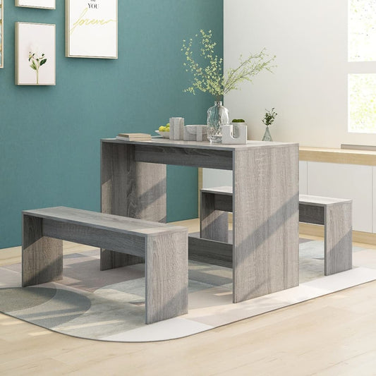 3 Piece Dining Set Grey Sonoma Engineered Wood - Kitchen & Dining Furniture Sets
