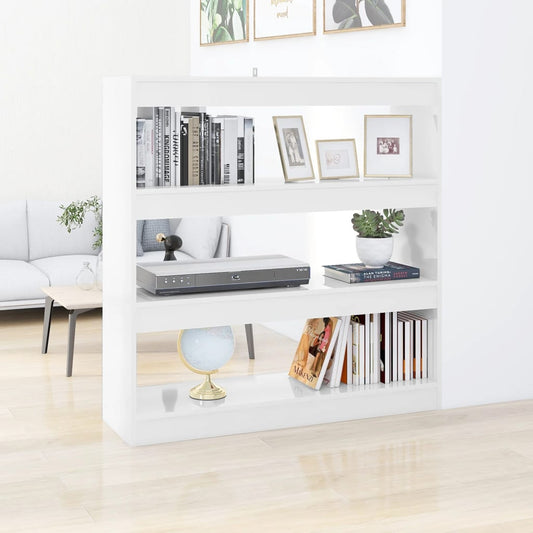 Book Cabinet/Room Divider High Gloss White 100x30x103 cm - Bookcases & Standing Shelves