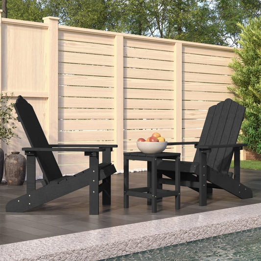 Garden Adirondack Chairs with Table HDPE Anthracite - Outdoor Chairs