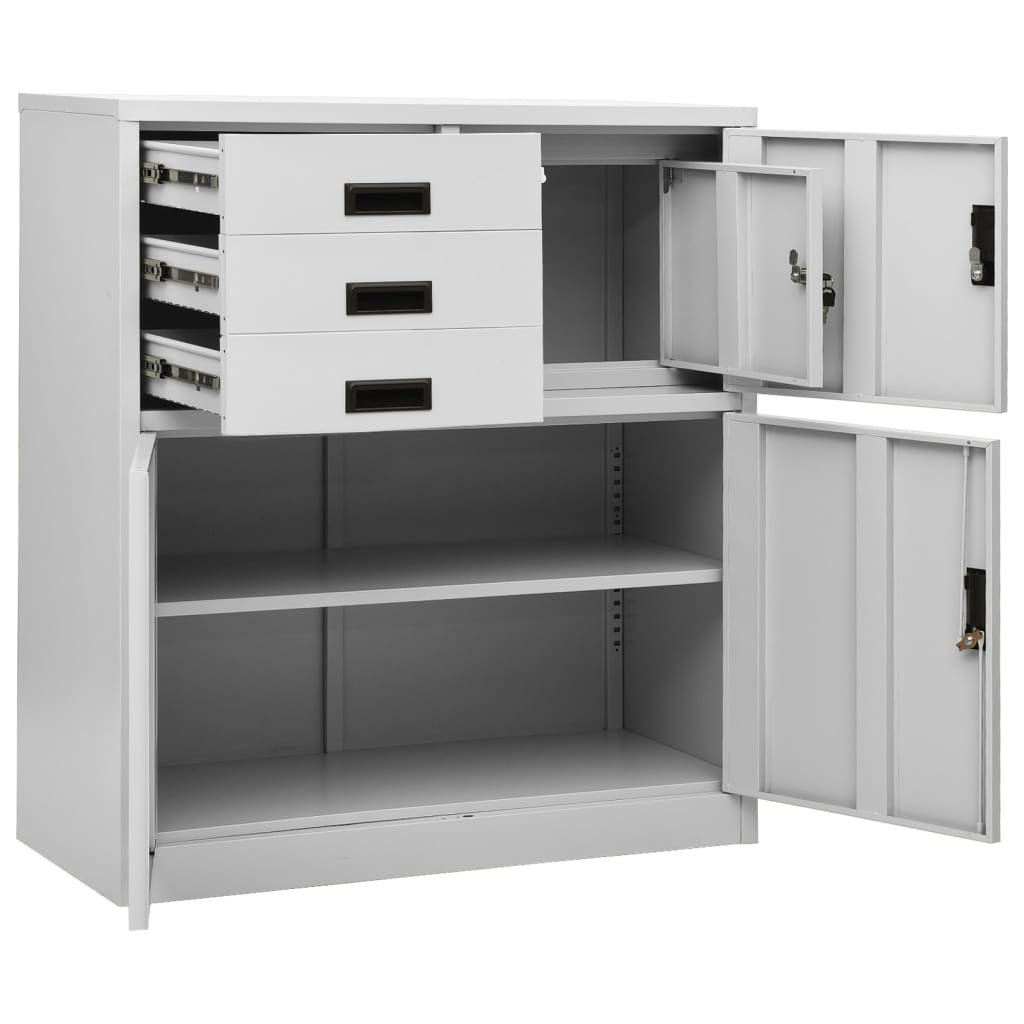 Office Cabinet with Planter Box Light Grey 90x40x125 cm Steel - Storage Cabinets & Lockers