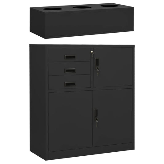 Office Cabinet with Planter Box Anthracite 90x40x125 cm Steel - Storage Cabinets & Lockers
