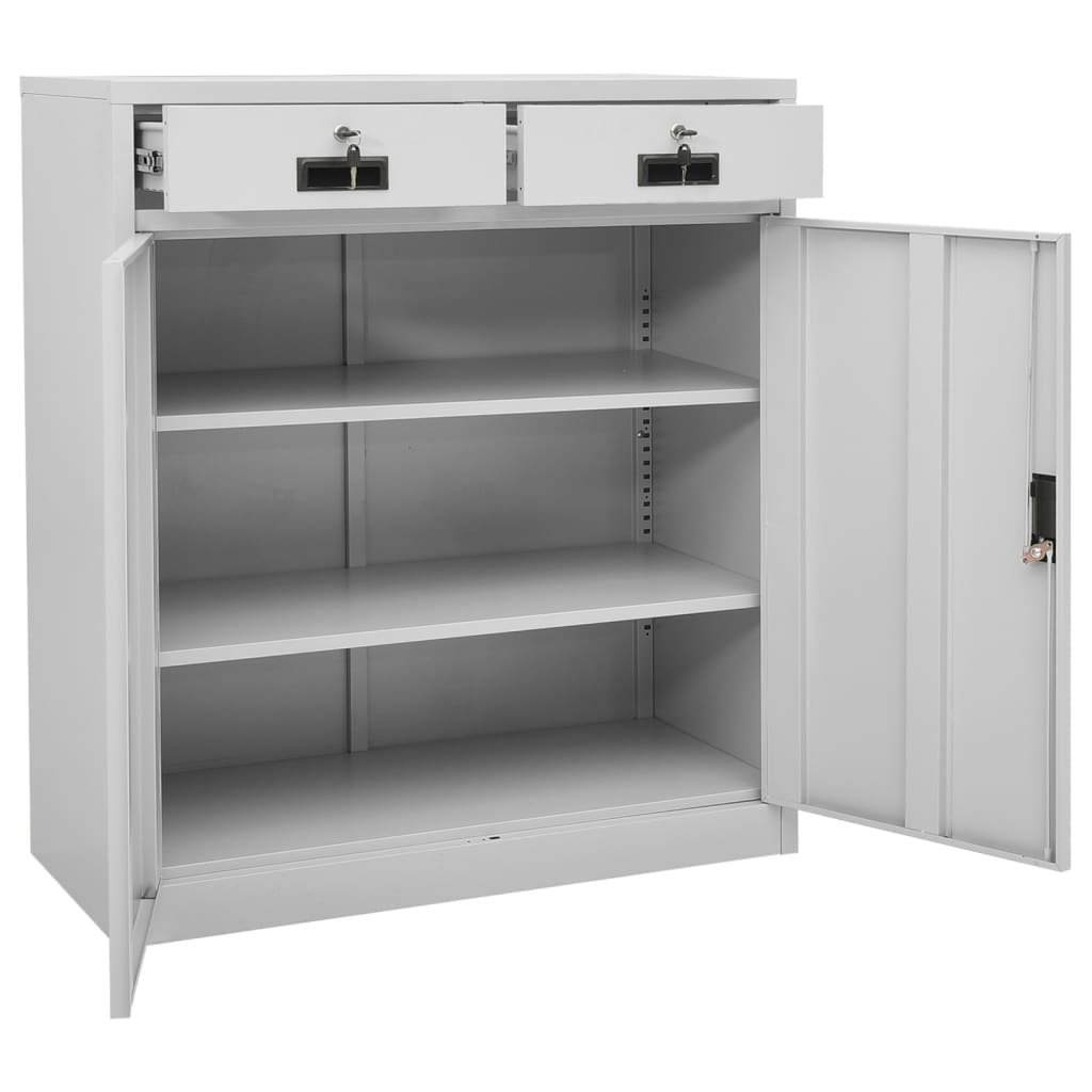 Office Cabinet with Planter Box Light Grey 90x40x125 cm Steel - Storage Cabinets & Lockers