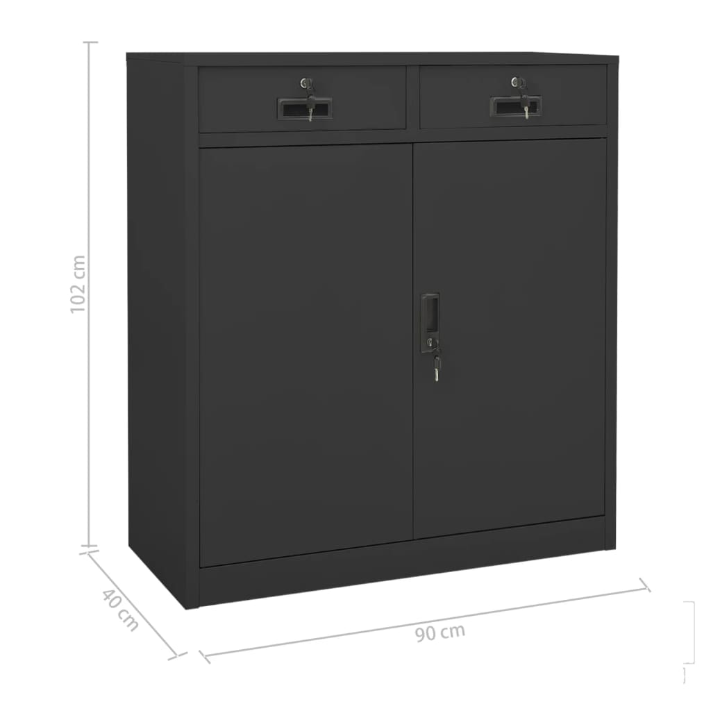 Office Cabinet with Planter Box Anthracite 90x40x125 cm Steel - Storage Cabinets & Lockers