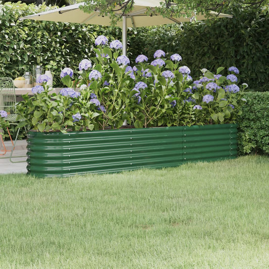 Garden Raised Bed Powder-coated Steel 224x40x36 cm Green - Pots & Planters