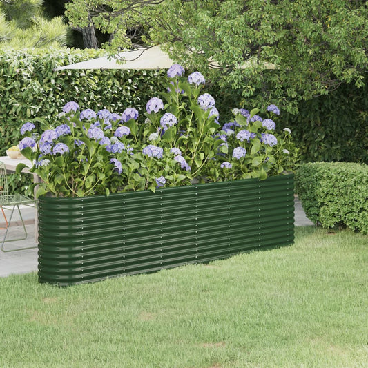 Garden Raised Bed Powder-coated Steel 260x40x68 cm Green - Pots & Planters