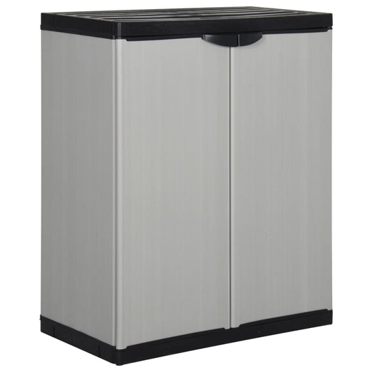 Garden Storage Cabinet with 1 Shelf Grey and Black 68x40x85 cm - Storage Cabinets & Lockers