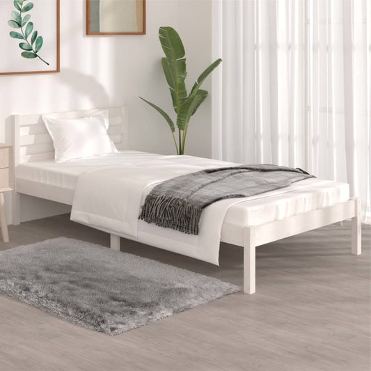 Bed Frame Solid Wood Pine 90x190 cm Single White - Beds & Bed Frames