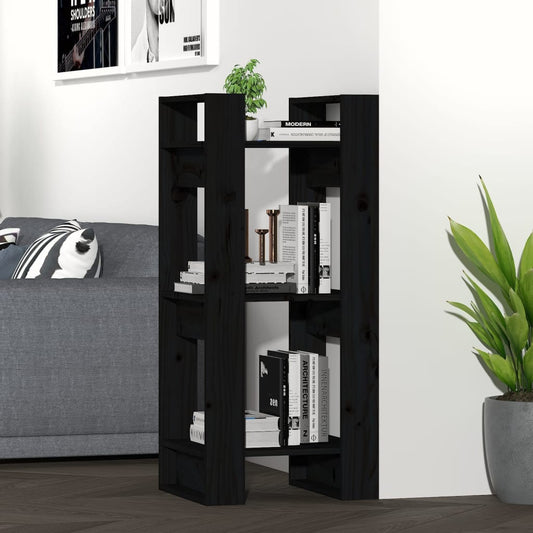 Book Cabinet/Room Divider Black 41x35x91 cm Solid Wood Pine - Bookcases & Standing Shelves