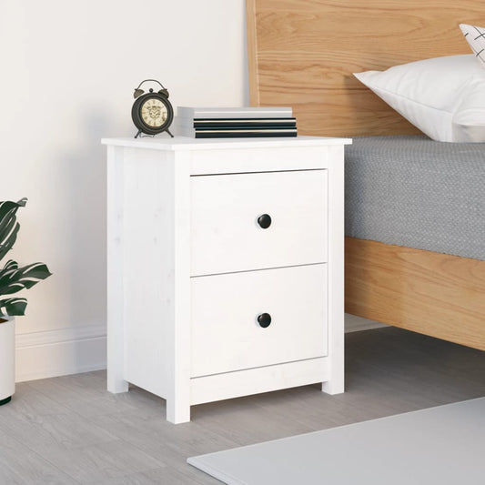 Bedside Cabinet White 50x35x61.5 cm Solid Wood Pine - Bedside Tables