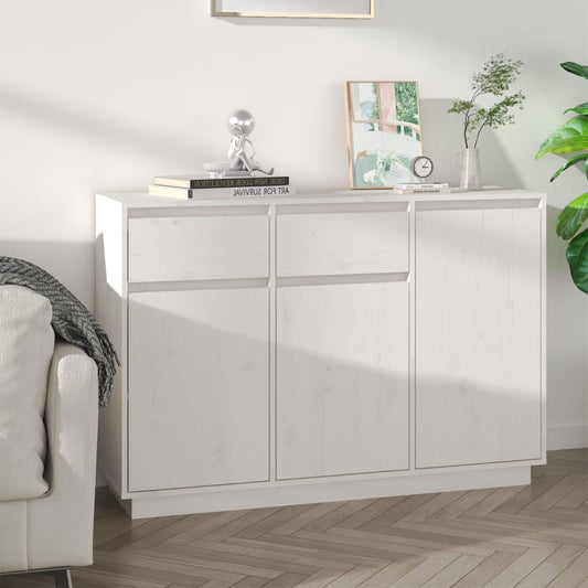 Sideboard White 110x34x75 cm Solid Wood Pine - Buffets & Sideboards