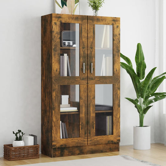 Vitrine Cabinet Smoked Oak 82.5x30.5x150 cm Engineered Wood - Bookcases & Standing Shelves