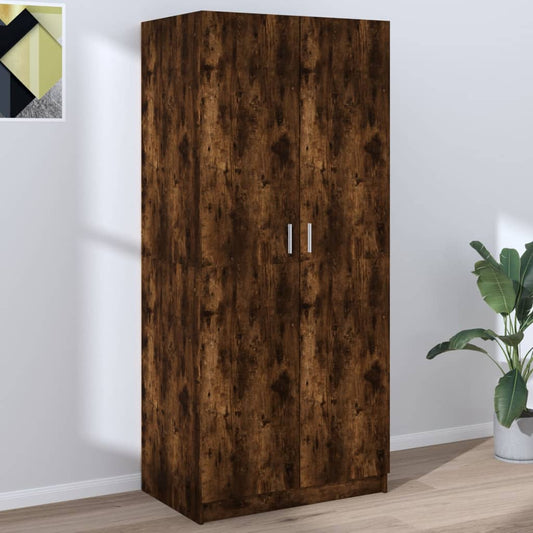 Wardrobe Smoked Oak 80x50x180 cm Engineered Wood - Cupboards & Wardrobes